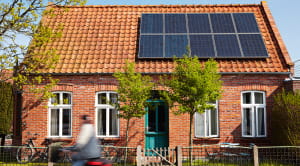 Solar panels on the roof of a house